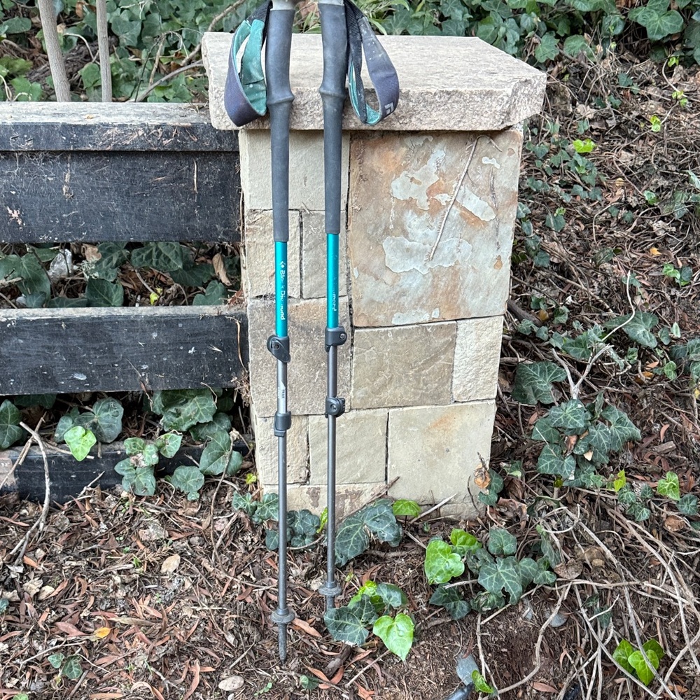 Black Diamond Adjustable Trekking Poles with Teal Accents
